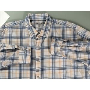 Peter Millar Mens XXL White checkered Long Sleeve button Up Shirt